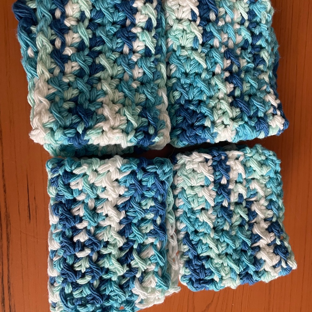 Handmade multi blue colour dishcloth